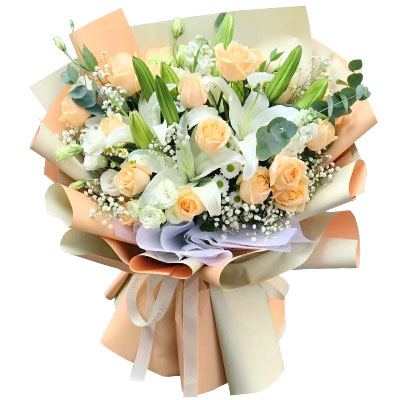 遂宁19朵香槟玫瑰百合,你是我的真爱